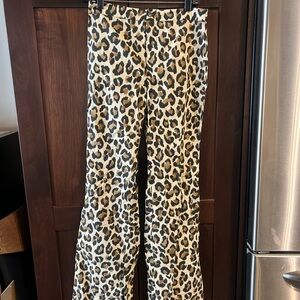Zara Leopard Print Pants - Black, Tan, Cream